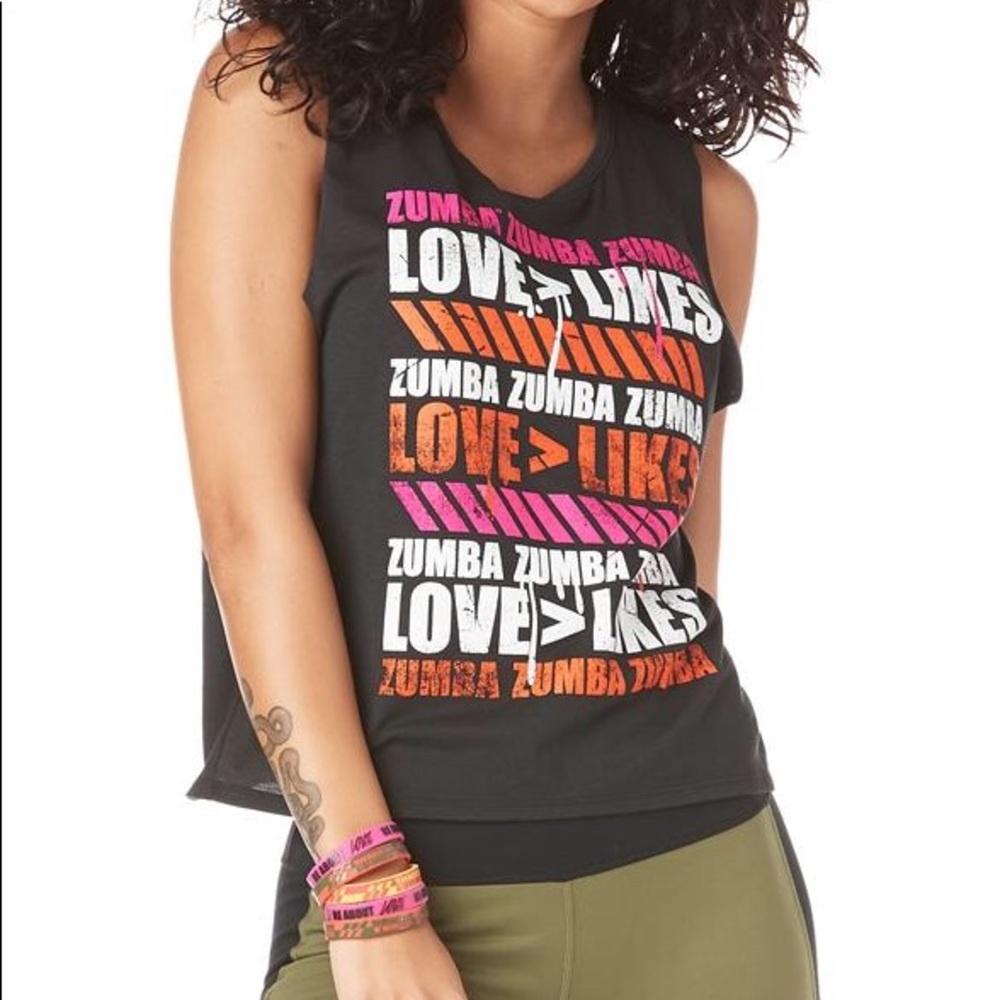 Zumba Love Over Likes Open Back Tank Shirt • XXL